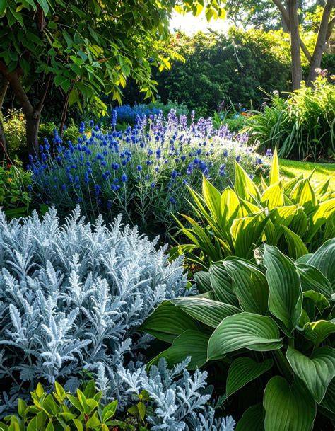 Fuzzy foliage textures in a sensory garden
