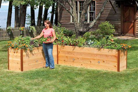 image of cedar raised beds on deck