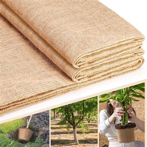 gardener covering lawn with burlap for salt protection