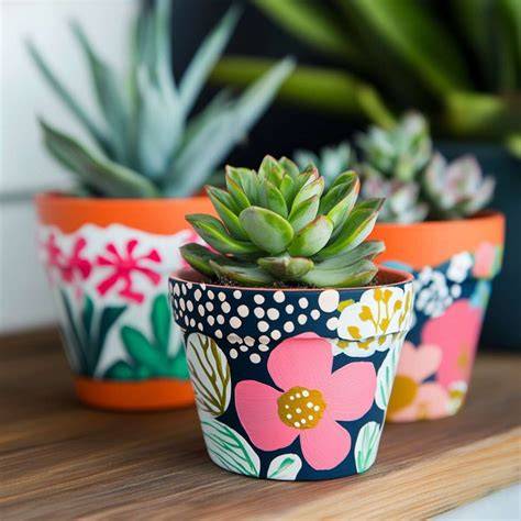 geometric planter painting steps