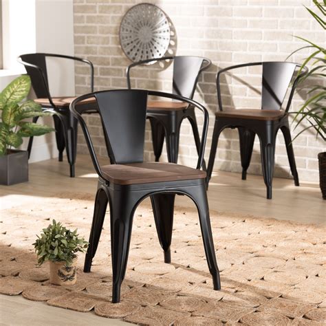 black metal dining chair in modern industrial setting