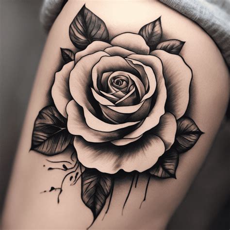 rose tattoo thigh design ideas