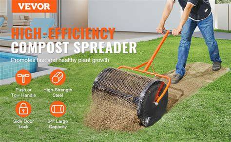 VEVOR Compost Spreader 24-inch drum in action